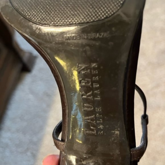 Ralph Lauren sling back sandals with animal print toe strap - Picture 4 of 4